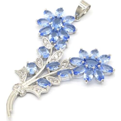 39x30mm Anniversary Created Pink Tourmaline Green Peridot For Women Daily Wear Silver Pendant Wholesale