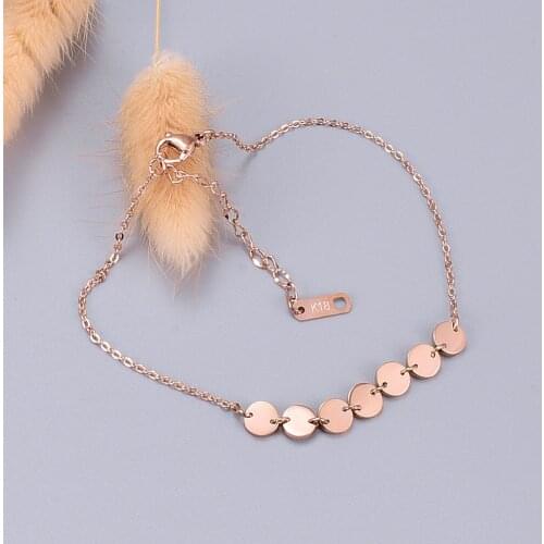 Rose Gold Stainless Steel Bracelet for Women Round Coin Disc Bracelet Hand Chain Hand Accessories Jewelry Best Gift
