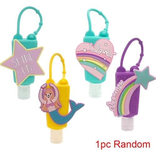 Cute Star Mermaid Silicone Case Hand Sanitizer Shower Holder With Empty Bottle