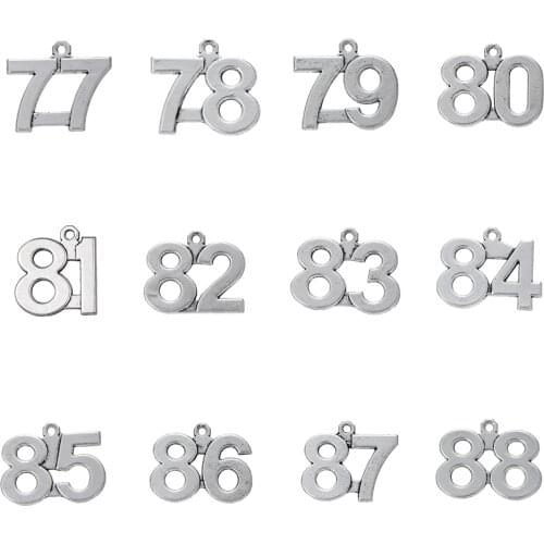 Skyrim 20pcs 77-88 Antique Silver Plated Number DIY Jewelry Making for Bracelet/Necklace 77 78 79 80 81 82 83 84 85 86 87 88