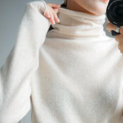 Smpevrg 100% Wool Knitted Sweater Women Sweaters And Pullovers Long Sleeve Turtleneck Warn Female Pullover Knit Tops Jumper Wild