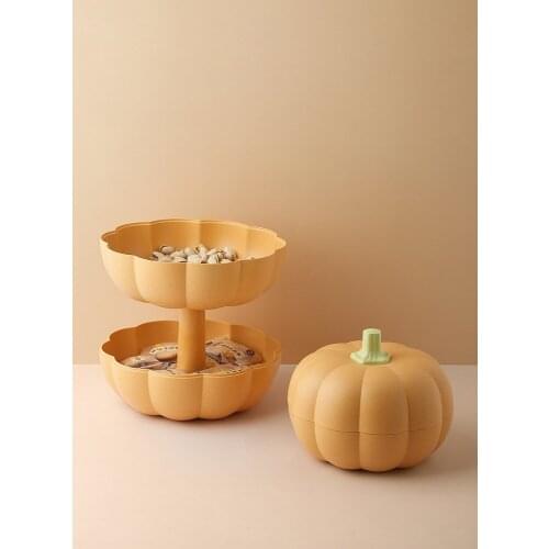 Nordic Style Pumpkin Shaped Plate Creative Grid Candy/Snack Storage Tray Living Room Household Double Layer Dried Fruit Dish