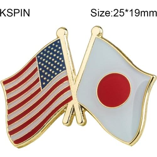U.S.A Japan Friendship Flag Badge Flag Brooch National Flag Lapel Pin International Travel Pins Collections XY0294