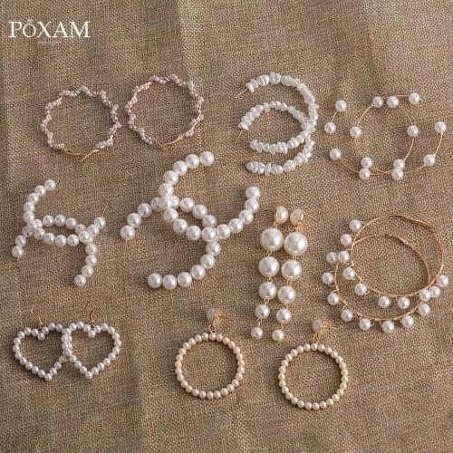 Vintage Oversize Pearl Earrings For Women Girls Brinco Big Hoop Earrings Circle Earring 2019 Statement Geometric Fashion Jewelry