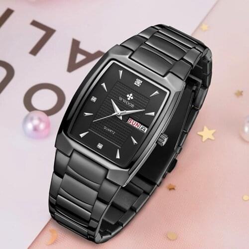 WWOOR Women’ s Bracelet Watches 2021 Fashion Dress Diamond Ladies Wrist Watch Business Full Black Watches For Women Montre Femme