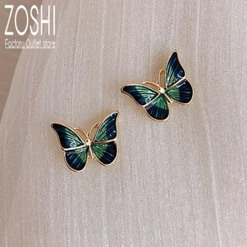 Vintage Gothic Oil Drop New Korean Elegant Cute Butterfly Stud Earrings For Women Girls Simple Lovely Boucle D'oreille Gifts