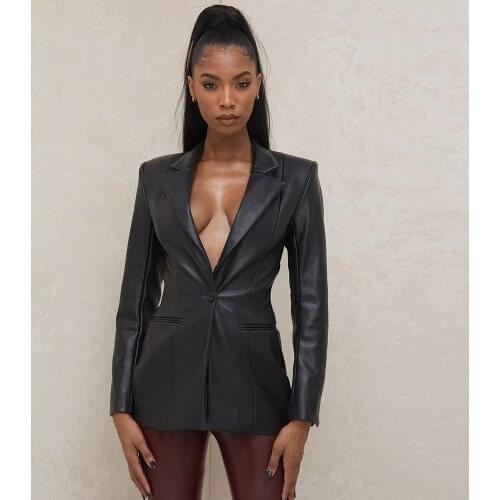 Bodycon Jacket Sexy Deep V Neck Black Bodycon Jacket 2021 Spring Fashion Women Long Sleeve Night Club Party Outfits