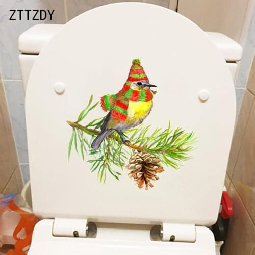 ZTTZDY 23.9×23CM Color Pigment Painting Birds Cartoon Wall Stickers Mural Fashion WC Toilet Decor T2-1476
