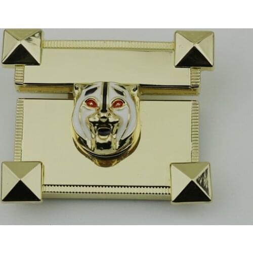 10 Pieces mortise Bag hardware accessories duck tongue lock gold metal tiger head switch lock