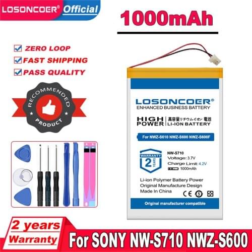 1000mAh Battery For SONY NW-S710 NWZ-S600 NWZ-S600F NWZ-S610 NWZ-S615 NWZ-S615F NWZ-S616 NWZ-S616F NWZ-S618 Batteries