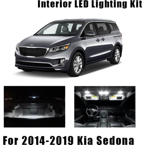 11 Bulbs White Canbus LED Car Ceiling Light Interior Kit Fit For Kia Sedona 2014-2017 2018 2019 Map Dome Mirror License Lamp
