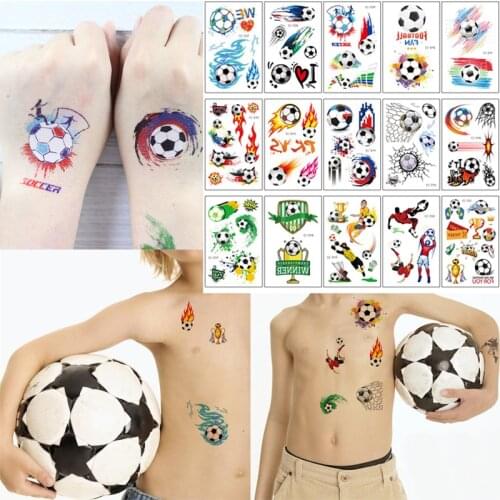 15PC Child Cartoon Temporary Tattoos Sticker Dinosaur Fake Tattoo Sticker Flame Football Design Body Art Tatto Boy Tatoo Childre