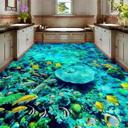 Beibehang papel de parede 3d flooring wall stickers room wall paper waterproof self adhesive wallpaper bathroom underwater world