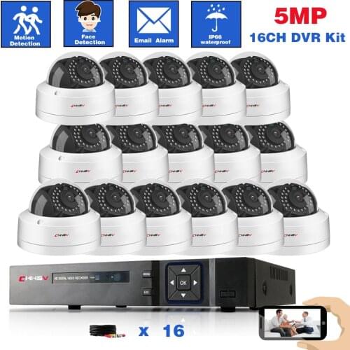 5MP 16 Channel CCTV Cameras System 16ch DVR Kit Outdoor Waterproof Dome Security Camera Video Surveillance System Set 8ch DVR