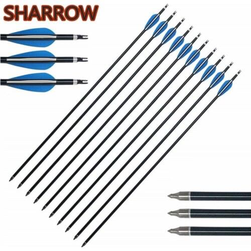 6/12pcs 30" Archery Aluminum Arrows Shaft Spine 300 Broadheads Nocks Screw Points Tips For Outdoor Shooting Training Accessories