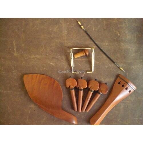 6 Sets Jujube Violin parts including tail piece chin rest tail guts pegs and chin rest clamp all 4/4