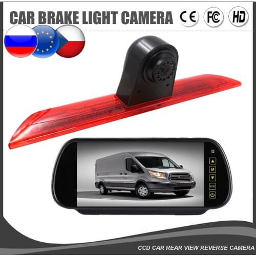 Car Reverse LED Brake Light Camera Rear View Camera for For FORD TRANSIT 2014 2015 Backup Parking Reversing Camera + 7'' Monitor