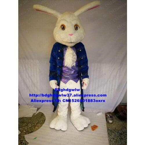 White Blue Easter Bunny Osterhase Rabbit Hare Mascot Costume Adult Cartoon Character Garden Fantasia Annual Meeting zx1425