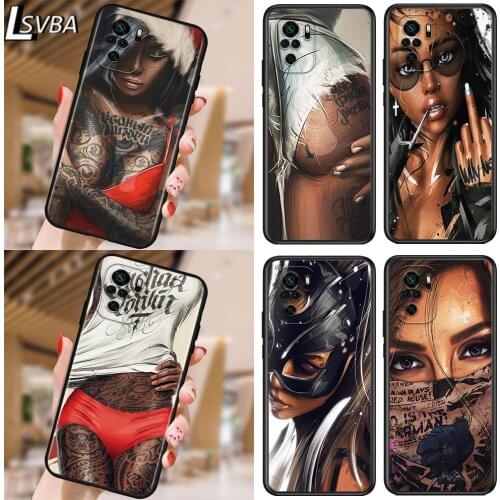 Sexy Woman Tattoo for Xiaomi Redmi Note 10 10S 9 9T 9S 9Pro Max 8T 8Pro 8 7 6 5 Pro 5A 4X 4 Soft Black Phone Case