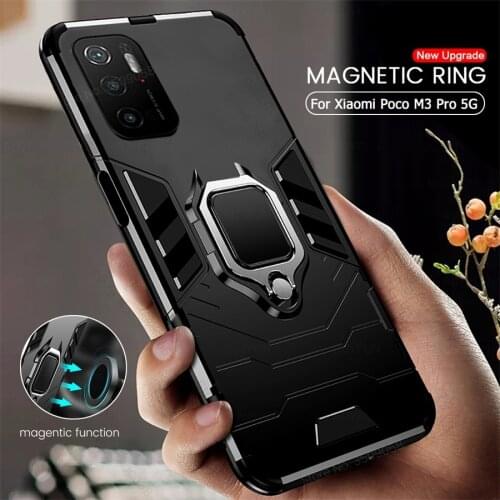 Poko little m 3 pro case armor shockproof coque for xiaomi poco m3pro m3 pro 5g 6.5'' car magnetic holder protective ring covers