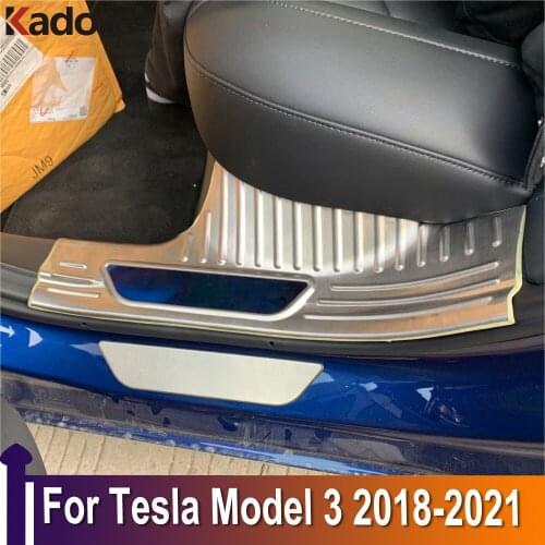 For Tesla Model 3 2018-2020 2021 Stainless Steel Interior Door Sill Scuff Plate Bumper Protective Cover Trim Car Accessories