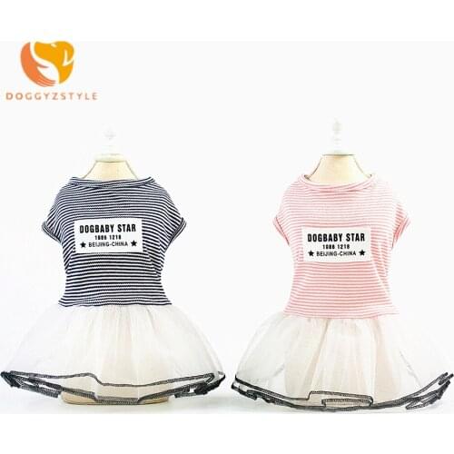 DOGGYZSTYLE New Design Lace Pet Dog Dress Clothes Skirt Striped Princess Coat Tutu Pink Summer Dress For Small Dogs Chihuahua
