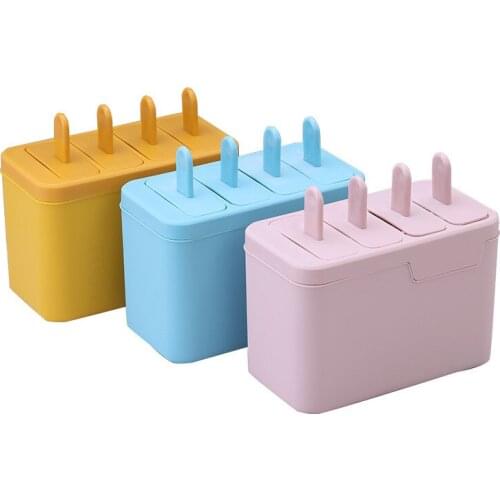 4 Cavity Ice Popsicle Mold Maker DIY Creative Homemade Summer Ice Cream Molds With Cute Sticks Retro Ice Moulds Cooking Tools