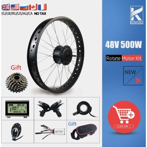 Snow Bike Electric Wheel 20''26''4.0 wide 48V 500W Fat Bike Kit Rear Rotate Motor Wheel for Electric Bicycle bike Conversion kit