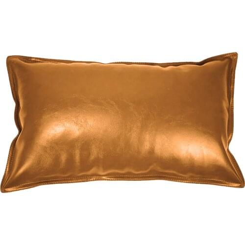 Brown Sofa Pillow Bedside Back Cushion Cover Oil Wax Leather Use Hidden Zipper Modern Country Style Luxury PU Pillowcase