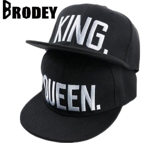 KING& QUEEN Letter Baseball Cap Black Men Women Hip hop Caps Adjustable Snapback Hats For Men Bones Masculino Summer Fall hat