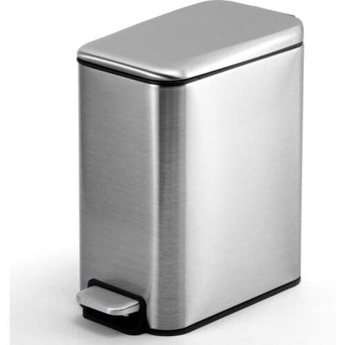 5L Square Stainless Steel Trash Bin Household Foot Pedal Trash Can Kitchen Garbage Storage automatic Dustbin