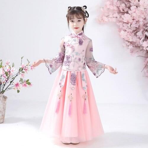 Girls Lace Cheongsam Chinese Flower Girl Dress Pageant Kids Dresses Princesss Dresses for Party and Wedding Prom Dresses