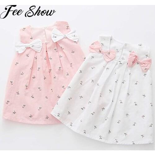 Infant Toddler Kid Baby Girls Dress Floral Print Princess Party Sleeveless Bowknot Dresses Summer Baby Girl Mini Lovely Sundress