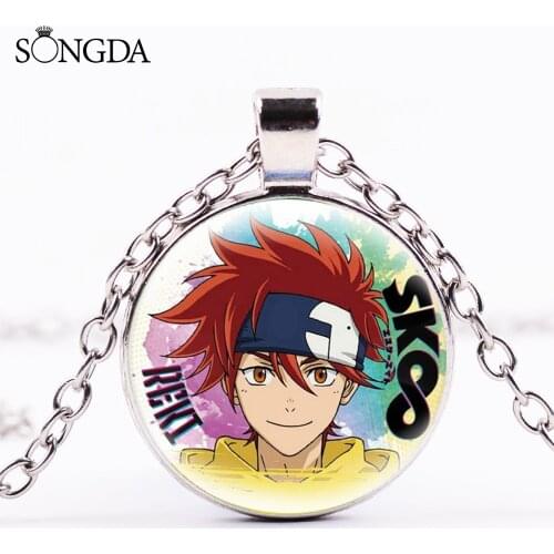 Fashion Anime SK8 The Infinity Necklace Handmade Glass Cabochon Cute Cartoon Figures Necklace Unisex Jewelry Accessories Gifts