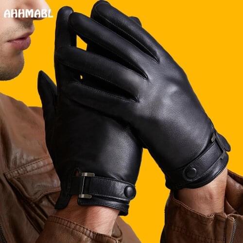 2020 Men Winter Gloves Genuine Sheep Leather Gloves Short Design Touch Screen Real Leather Gloves Mesh Driving Gloves g554