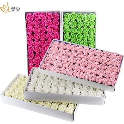 50Pcs Bath Soap Rose Flower Floral Scented Soap Rose Petals Body Soap in Gift Box for Valentines Day Anniversary Mothers Day