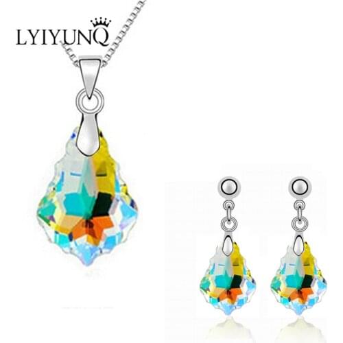 LYIYUNQ Fashion High Quality Crystal Jewelry Sets Temperament Girl`s Party Jewelry Set Earrings Pendant Necklace For Women