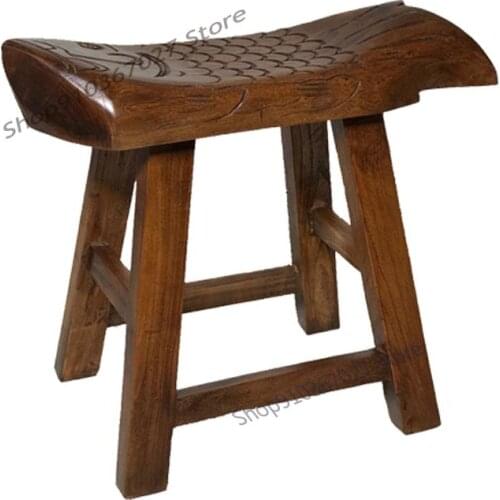 Old Elm Small Bench Shoe-changing Stool Household Solid Wood Coffee Table Stool Creative Fish-shaped Small Bench