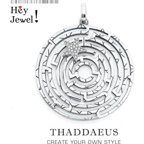 Pendant Labyrinth With Movable Star,2021 Summer Brand New Jewelry Vintage 925 Sterling Silver Maze Accessories Gift For Women