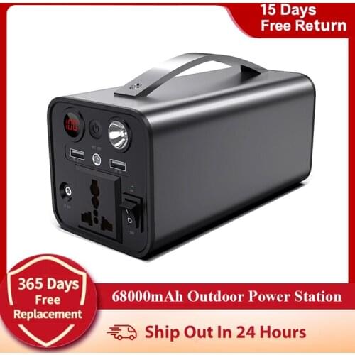 220V 200W Generator Battery Charger 68000mAh Portable Power Station Outdoor Emergency Power Supply Camping Power Bank Inverter