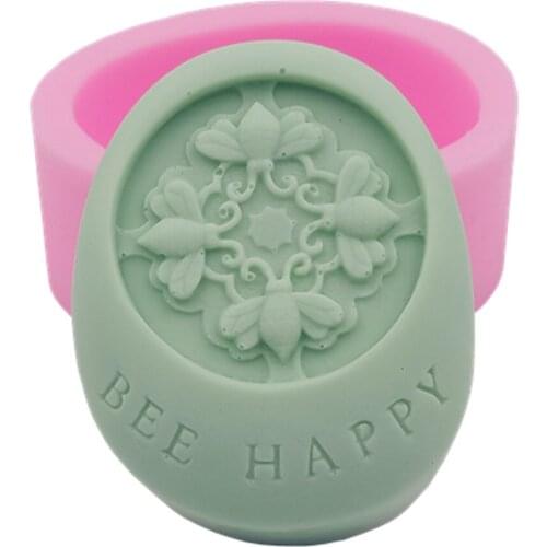 Bee Happy Design Silicone Soap Molds Handmade Silicone Mold for Soap Making Scented Wax Melt Mould