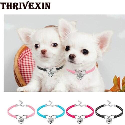 Pet Dog Solid Leather Necklace Collar with Bone Heart Pendant Puppy Neck Strap Safety Collars Chihuahua Pet Accessorie Supplies
