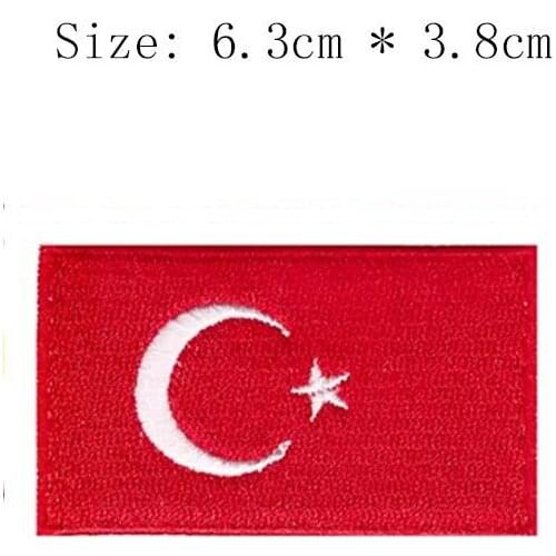 Turkey 2.5" wide embroidery flag patch star and Moon MC emblem Wholesale free shipping iron sew left chest for sleeve sweater