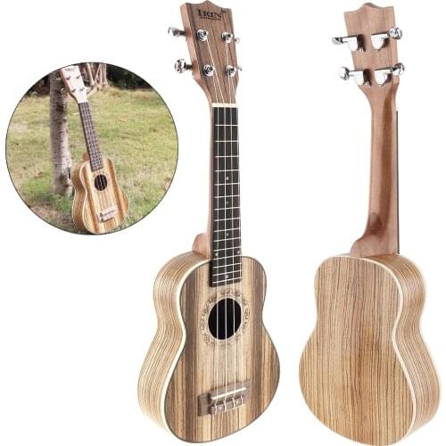21 Inch Soprano Ukulele Zebra Wood Four Strings 15 Fret Guitar Ukelele Musical Stringed Instrument