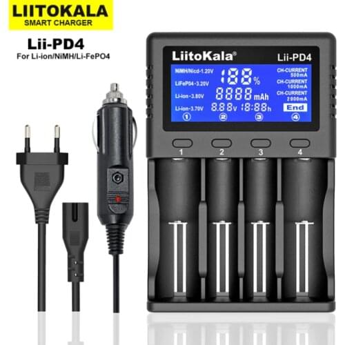 Liitokala Lii-PD4 Lii-PD2 LCD 3.7V/1.2V NiMH 18650 18350 18500 21700 20700 26650 Recharge Lithium Battery Charger