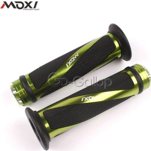 Green 7/8" Universal Motorcycle Handle Bar End Caps Gel Hand Grips Sports Bike