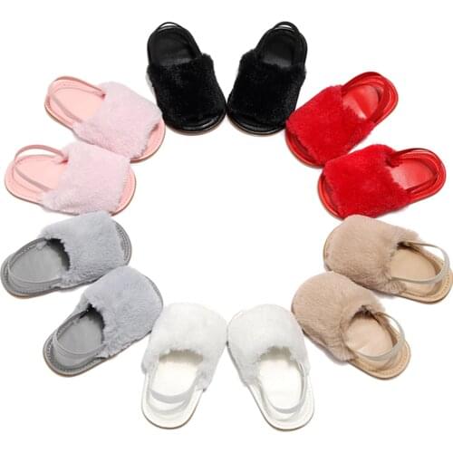 Summer 6 Colors Baby Girls fur Soft Sole Crib Sandals first walkers Newborn Girls Moccasin Non-Slip Prewalkers Shoes 0-24M