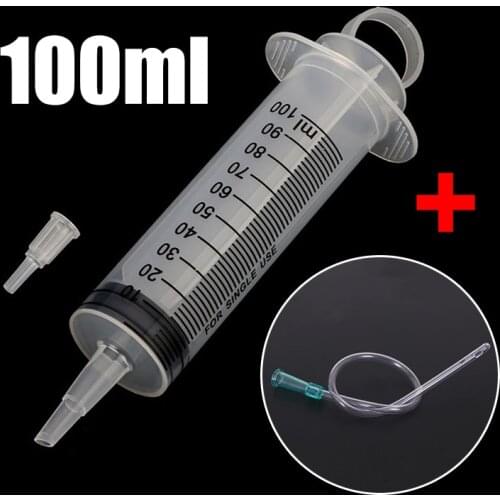 New 1 Set Plastic Syringe 100ml Syringe Disposable Syringe For Refilling Measuring & 1m Silicone Tube