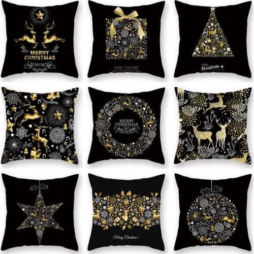 1PC Polyester Peachskin Pillowcase Merry Christmas Pattern Decorative Pillow Cases Cushion Cover For Sofa Office Car 45*45cm