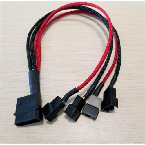 10pcs/lot PC DIY IDE Molex to 4 * 12V 4Pin Socket (2pin wire) Cooling Fan Splitter Connector Jack Power Supply Cable Cord 22AWG